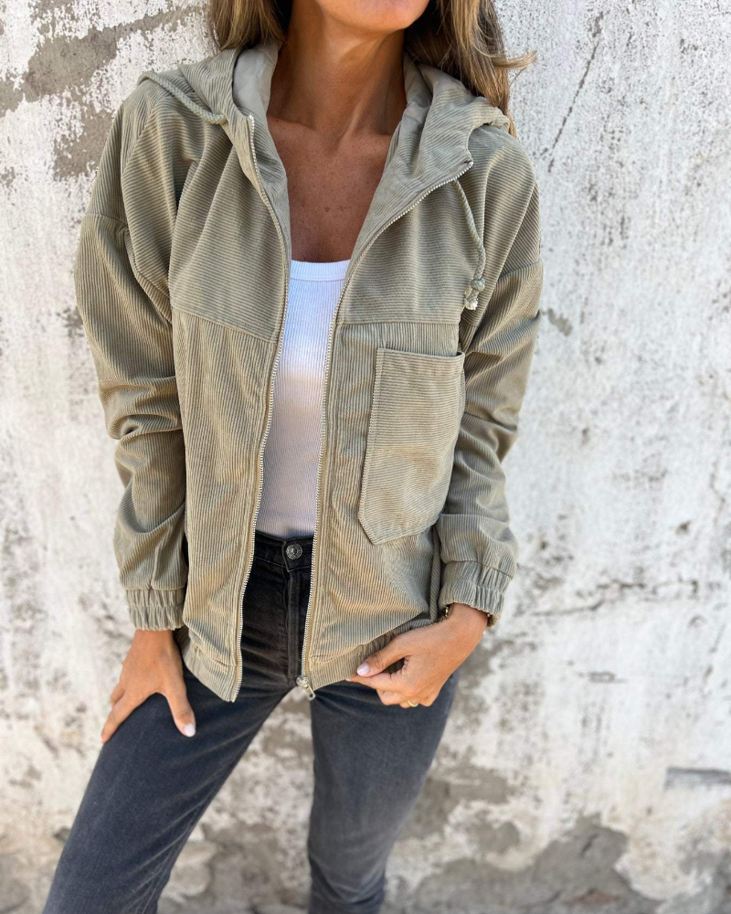 Neli® | Corduroy Kapuzenjacke mit Reißverschluss