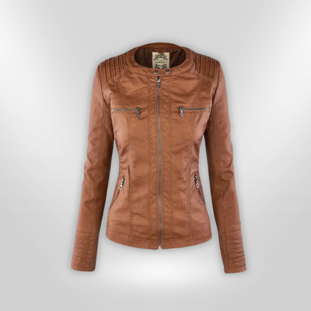 Alessa® | Lederjacke mit Kapuze