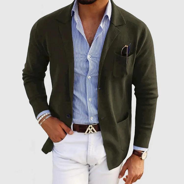 Lukas® | Elegante Strickjacke für Herren mit Taschen und Reverskragen, einfarbig, lange Ärmel