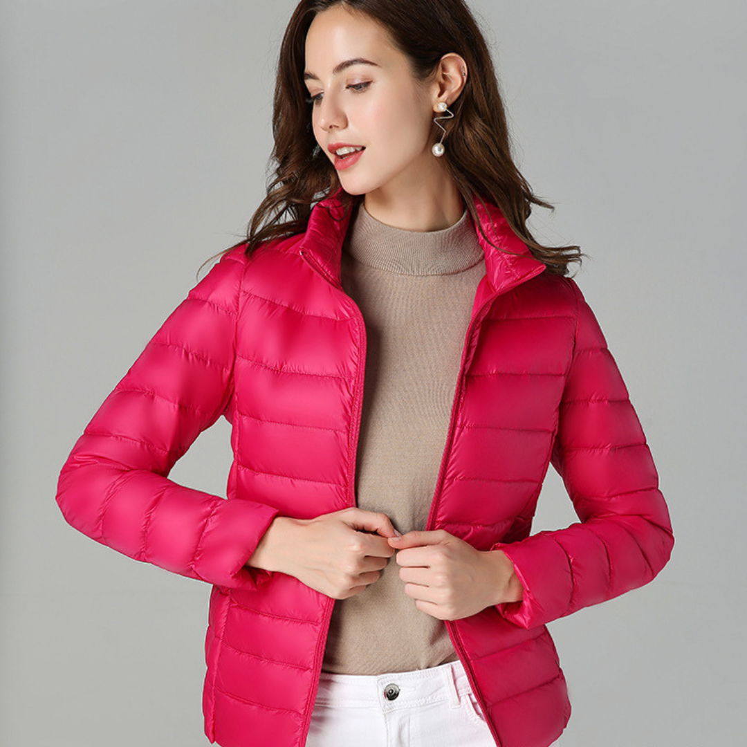 Theresia® | Neue ultraleichte Winterjacke mit weißen Entenfedern