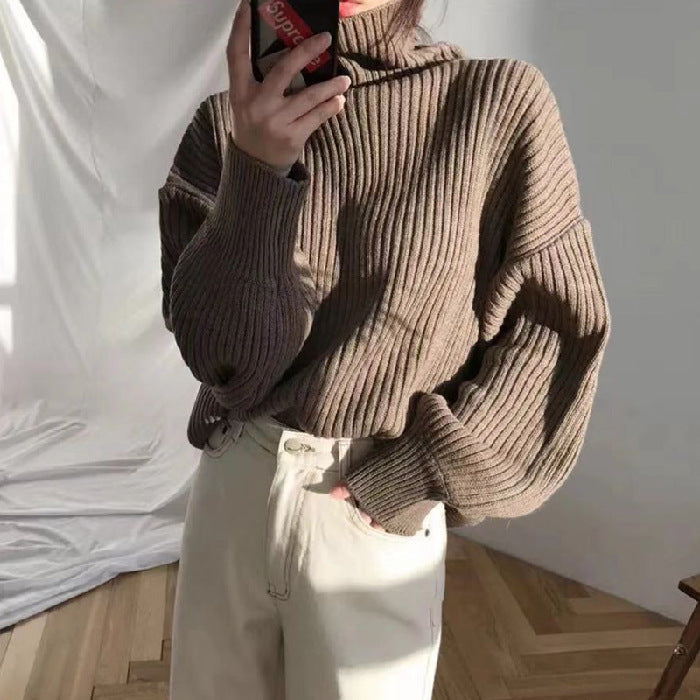 Nicole™ | Luxus-Pullover mit hohem Kragen und Puffärmeln