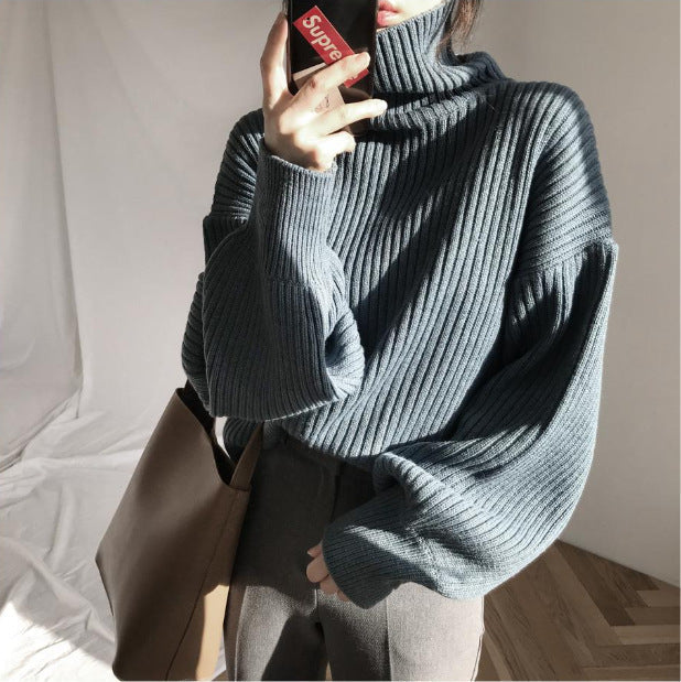 Nicole™ | Luxus-Pullover mit hohem Kragen und Puffärmeln