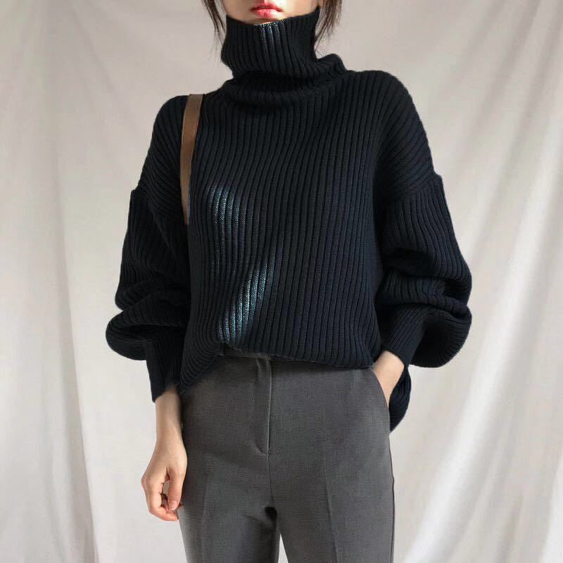 Nicole™ | Luxus-Pullover mit hohem Kragen und Puffärmeln