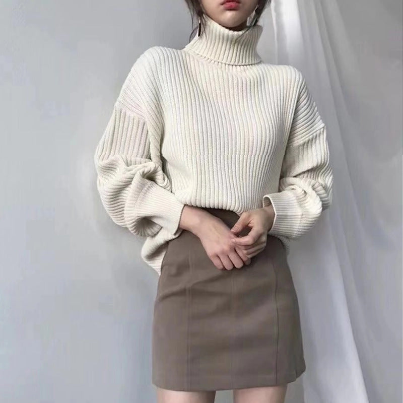 Nicole™ | Luxus-Pullover mit hohem Kragen und Puffärmeln