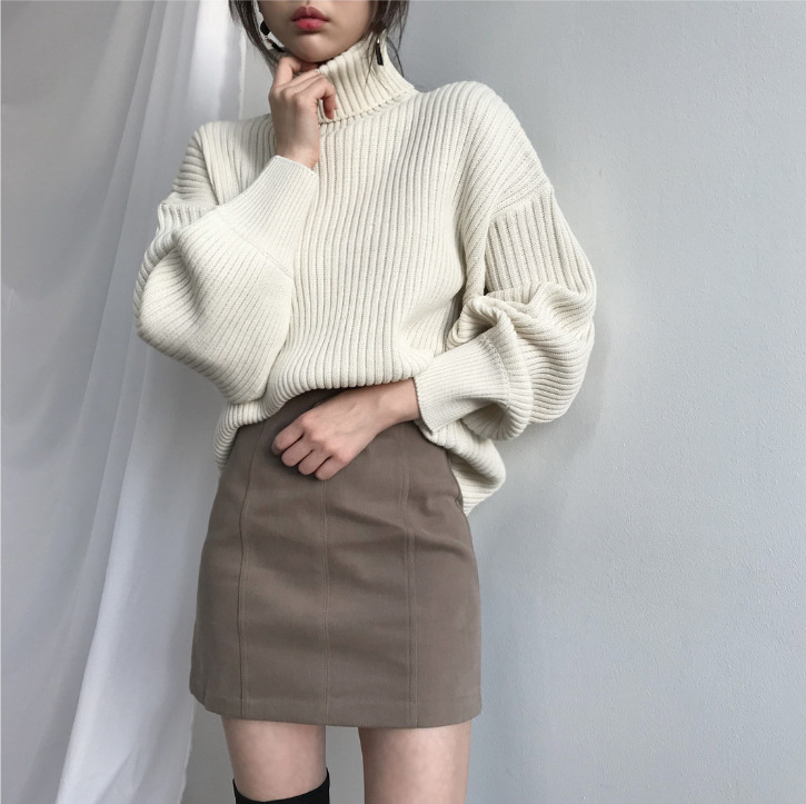Nicole™ | Luxus-Pullover mit hohem Kragen und Puffärmeln