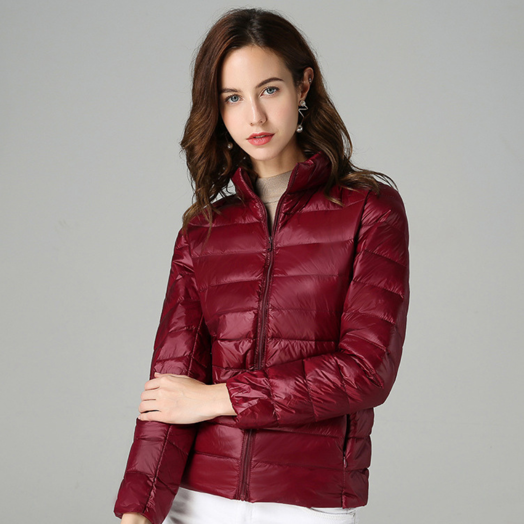 Theresia® | Neue ultraleichte Winterjacke mit weißen Entenfedern