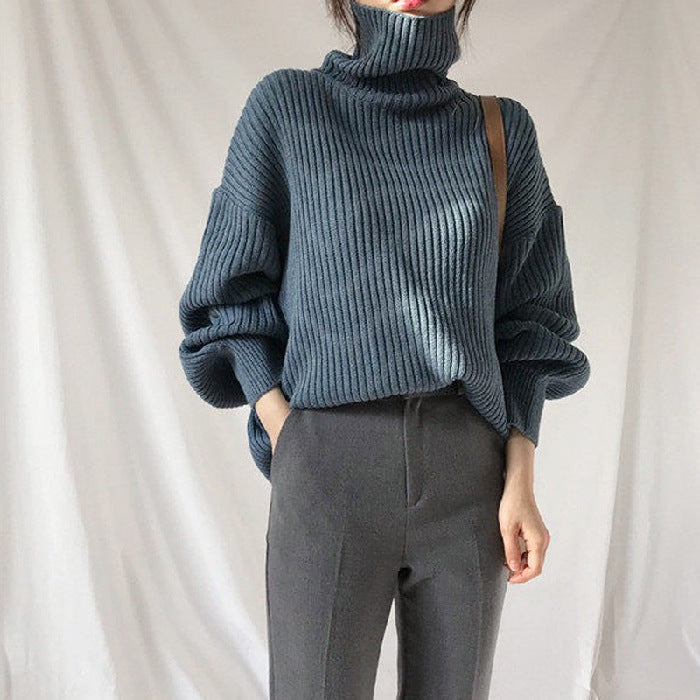 Nicole™ | Luxus-Pullover mit hohem Kragen und Puffärmeln