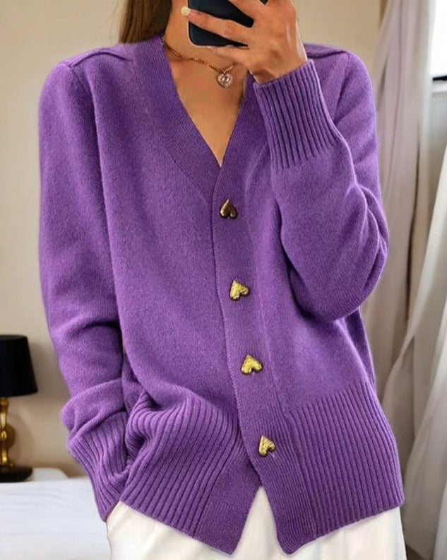 Adele | Eleganter Herzknopf-Cardigan