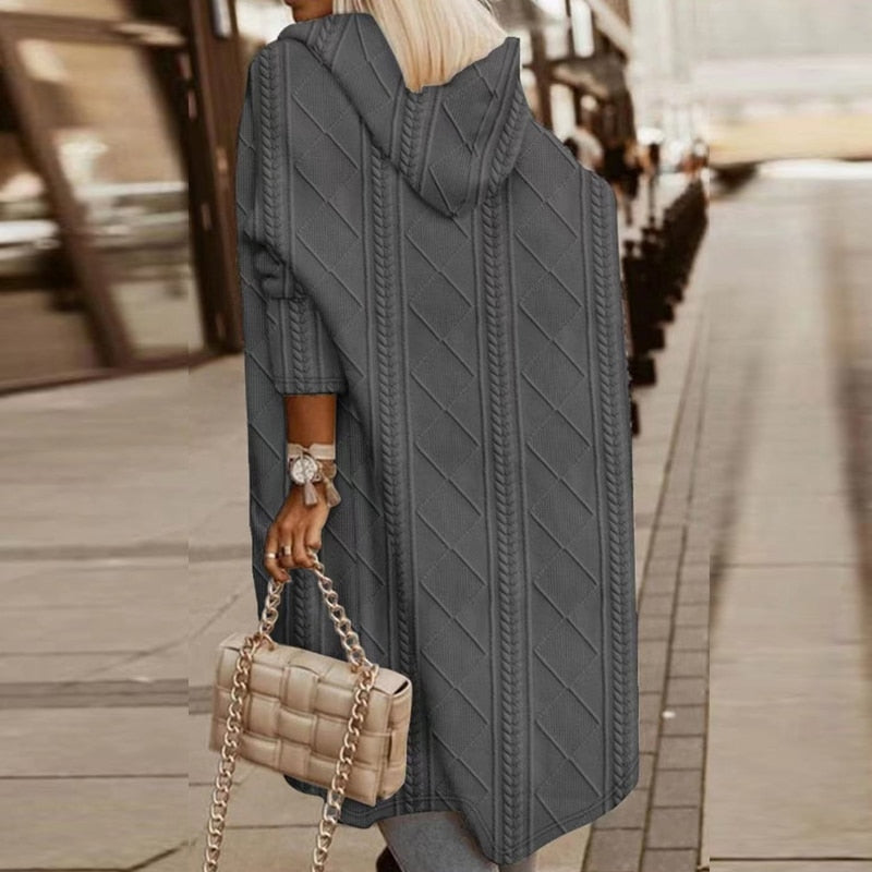 Jelone - Verlängerte Länge Kapuzen-Cardigan