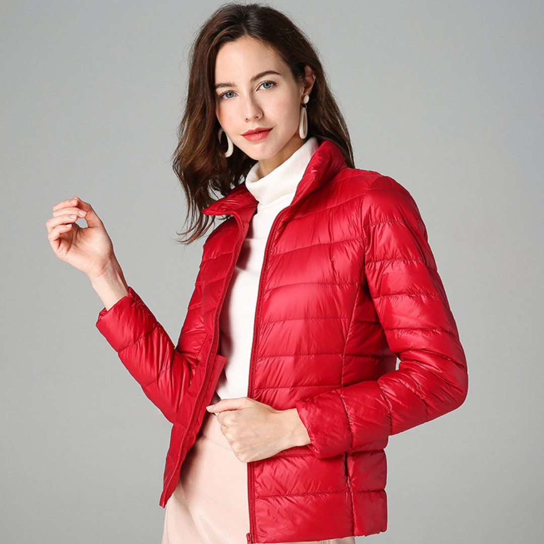 Theresia® | Neue ultraleichte Winterjacke mit weißen Entenfedern