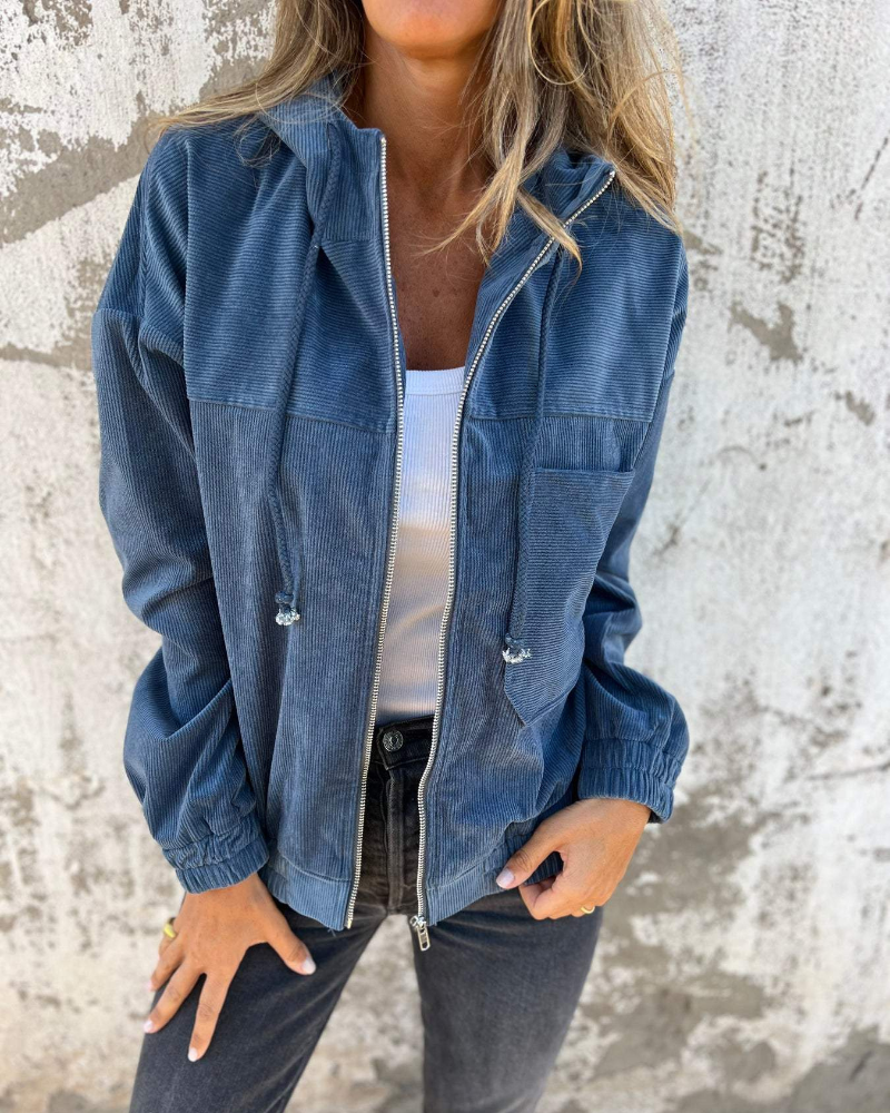 Neli® | Corduroy Kapuzenjacke mit Reißverschluss