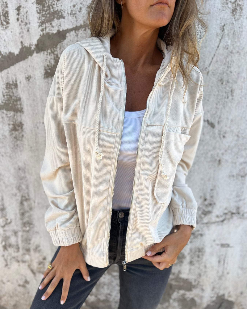Neli® | Corduroy Kapuzenjacke mit Reißverschluss