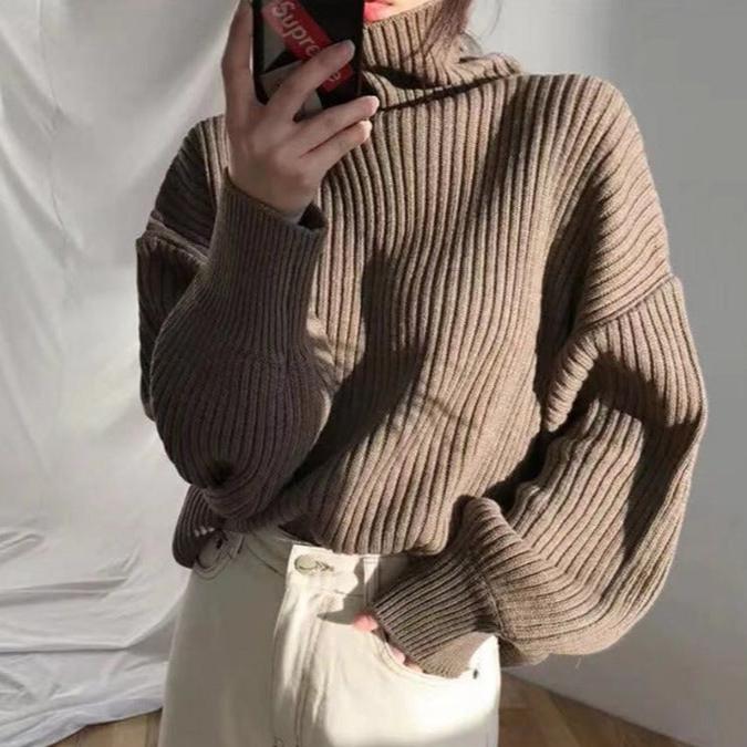 Nicole™ | Luxus-Pullover mit hohem Kragen und Puffärmeln